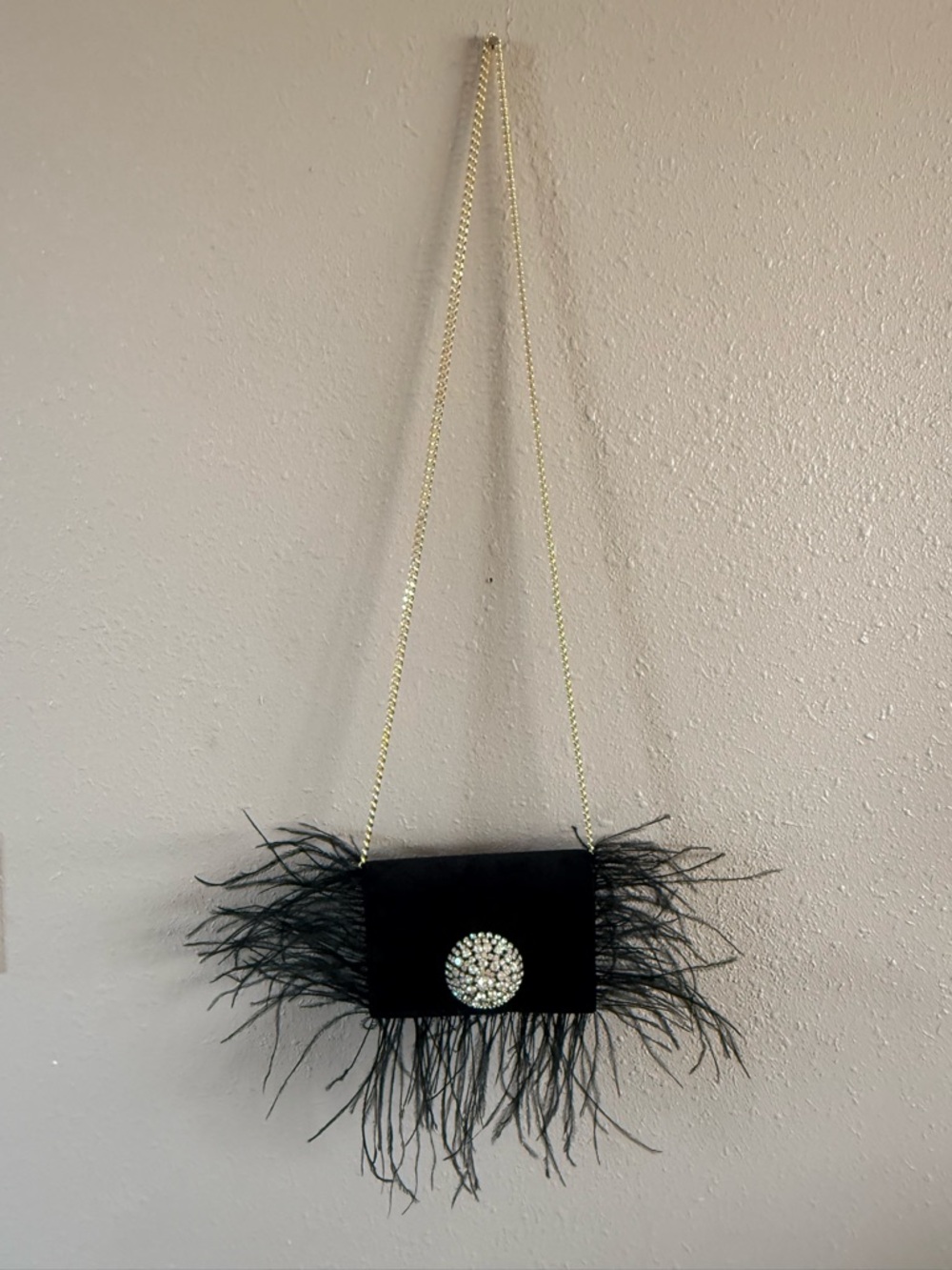 Lisa C Bijoux of Italy Velvet Crystal Gold Chain Mini Shoulder Bag
